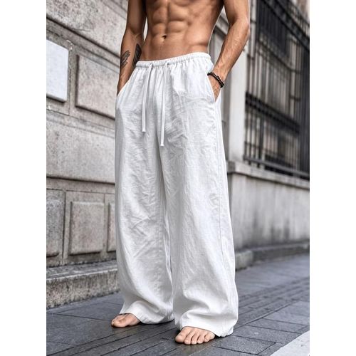 Fashion Linen Latin Waist Pant-White