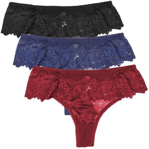 Fashion Lace Thong Sexy Nylon Womens Underwear Lace Thong 3 Pack