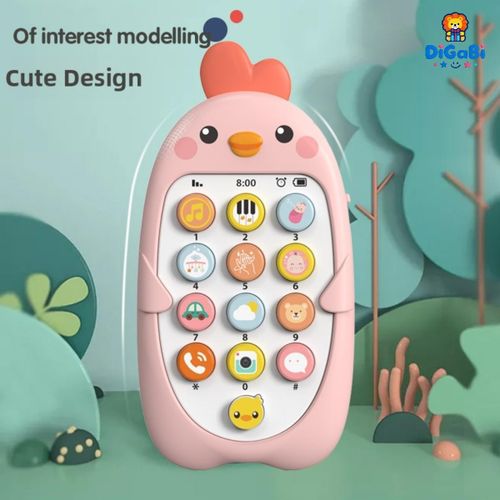 product_image_name-Digabi-Baby Mobile Phone Toy, Musical Phone Toy, Early Education Learning Machine, Safe Phone Music Device, Infant Gift for Christmas And Halloween - Pink-1