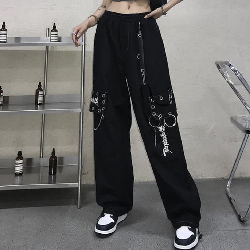 Fashion Qweek Gothic Streetwear Cargo Pants Women Techwear Y2k Punk Chain  Hot Pants