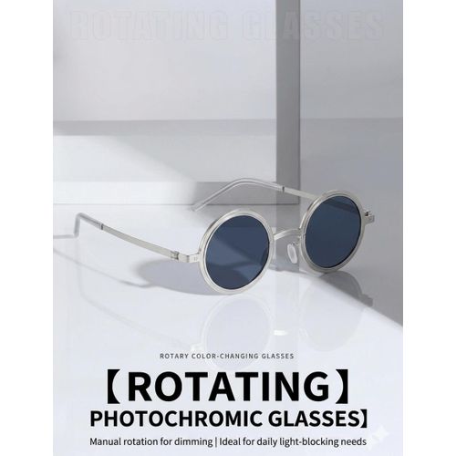 ONIBENZ Vibe-Switch Adjustable Rotating Sunglasses 2-in-1 Dimmable Round Shades for Men & Women - Silver - image 4