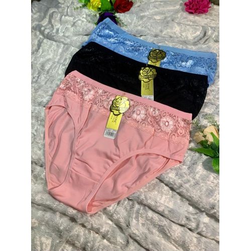 product_image_name-Generic-6 Beautiful Senior Ladies Pure Cotton Panties + Lace Pattern-1