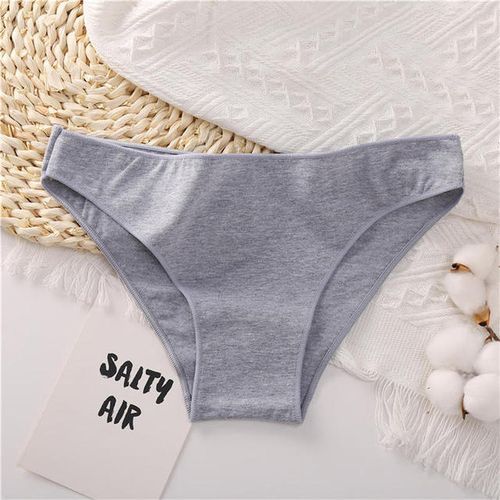 Fashion Low Waist Cotton Panties Sexy Female Underpants Solid Breathable Comfortable  Women Underwear Ladies Pantys Lingerie M_XXL(#Style1 Gray)