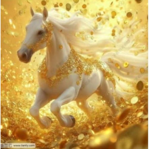 Generic Gold Steed 5D Diamond Crystal Luxury Light Wall Decor