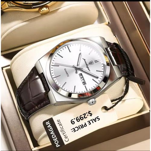 product_image_name-POEDAGAR-Super duper business men's date and day Leather strap wristwatch-2