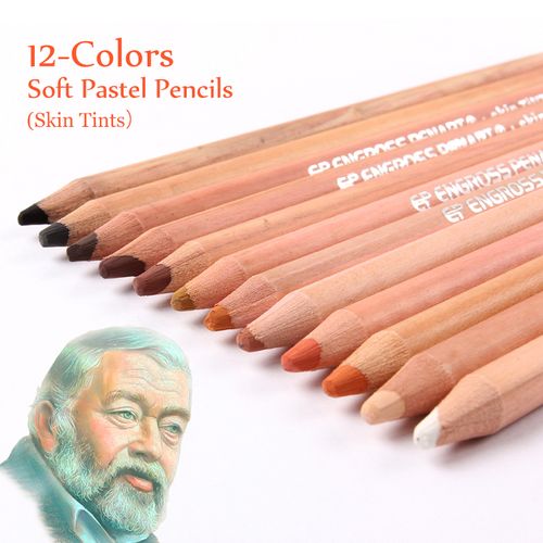 12 Non-toxic Professional Soft Pastel Pencils Drawing Sketches