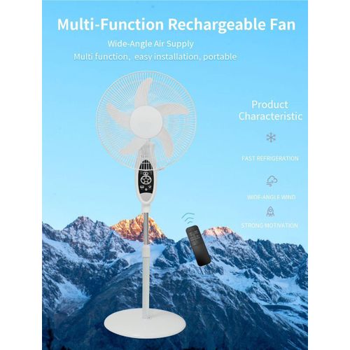 Generic 16" inch Remote Control AC DC Fan Rechargeable Floor Stand Fan - image 2