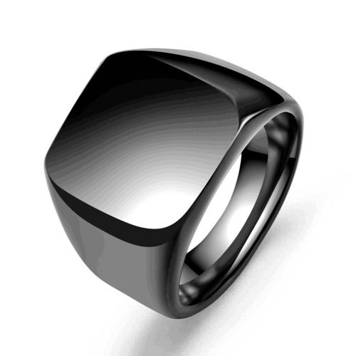 Fashion Male Ring Titanium Steel Retro Smooth Plain Wide Face Rings ...