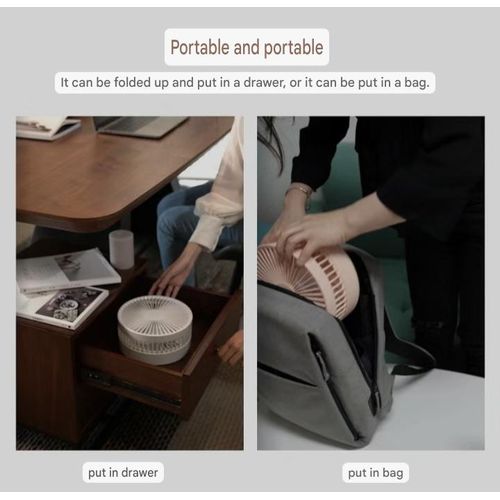 Generic Foldable Portable Rechargeable Table Fan With 7200mAh Battery Capacity - image 3