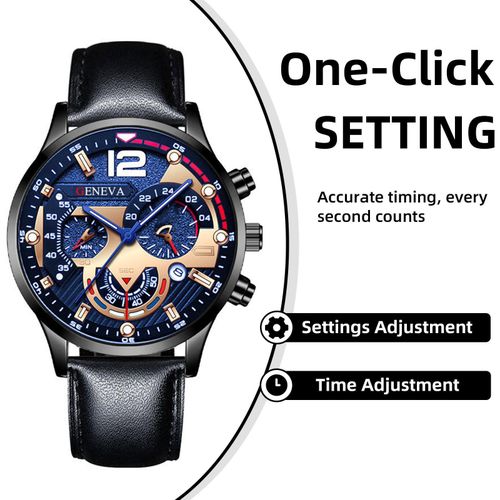 product_image_name-Fashion-Men’s Black & Blue Quartz Watch with PU Strap – Classic Daily Confidence-3