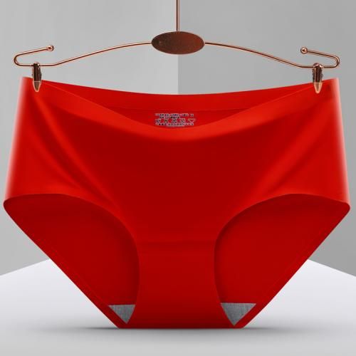 Fashion Women's Seamless Panties Silk Underwear Soft Briefs For Women Red