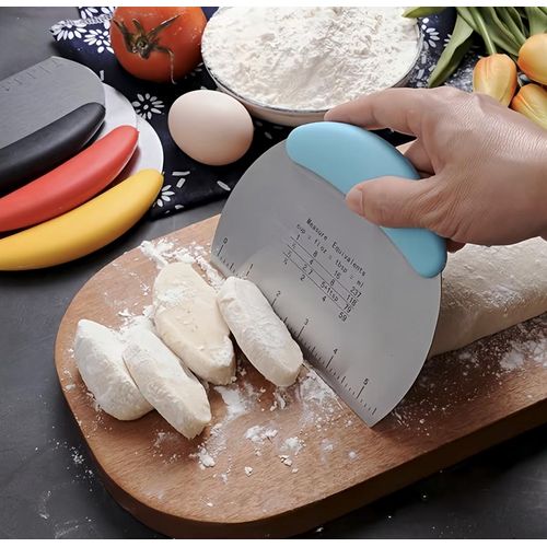 Generic Stainless Steel Dough Scraper & Chopper, Multi-Purpose Bench Scraper with Measuring Scale & Non-Slip Handle, for Baking, Bread & Pizza Making - image 5
