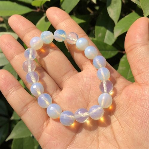 7x5mm Coober Pedy White Opal 5 Stone18k Yellow Gold Sapphire Bracelet