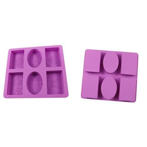product_image_name-Generic-Silicone Soap Mold For Soap Making 3D 6 Forms Oval Rectangle Mould Handmade Craft Flowers Bathroom Kitchen Mold Baking Chocolate Cake Resin Mold 1pc (any available color)-1