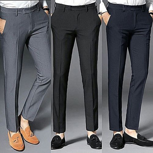 Fashion 3 In 1 Smart Men Trousers - Ash + Black + Navy Blue | Jumia Nigeria