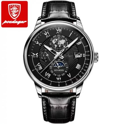 product_image_name-POEDAGAR-Black Leather Black Dial Chronograph Watch-1