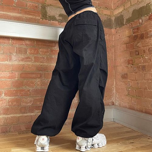 Fashion (Black)Happylisa Women Pants Wide Leg Loose Baggy Ladies Sweatpants  Low Waist Chic Hot Streetwear Trousers Joggers Die Hose P03 DOU