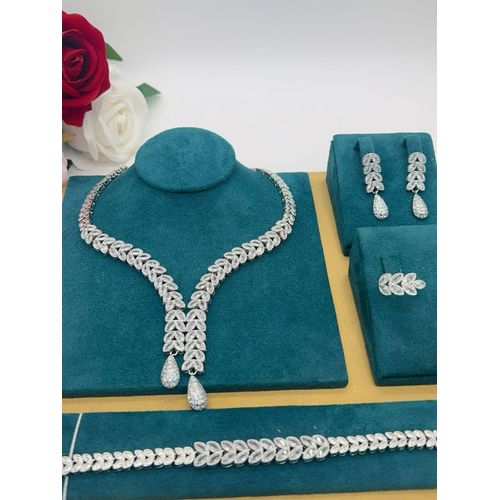 product_image_name-Longchain- Premium Unique Sophisticated Diamond Iced Bracelet/Ear-ring/Ring & Necklace Set-1