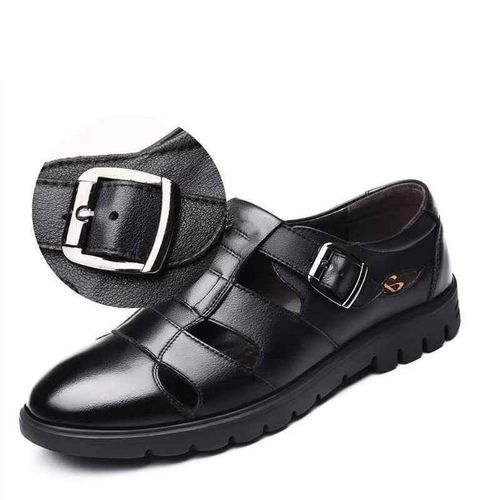 Fashion Men s Palm Sandals PU Leather Shoes Comfortable Soft Sole Casual Black Jumia Nigeria