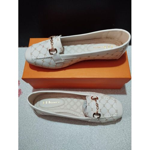 product_image_name-Spring-Ladies Classic Solid Square Toe Flat Shoes - Cream-1