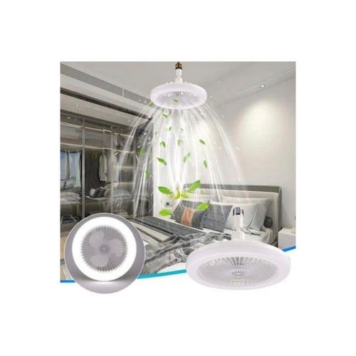 product_image_name-Generic-2-in-1 LED Ceiling Fan Light with Remote Control - E27 Socket Adjustable Garage Light Fan (White)-4