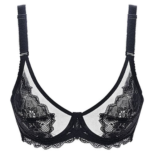 Fashion Women Lace Bralette Bras Underwired Womens Underwear 4 Colours  Lingerie Tops Embroidery Brassiere 32-52 A B C D DD Cup Black