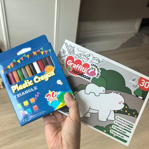 Generic 24 Colors Mess-Free Triangle Crayons with Coloring Book for Kids Art - image 4