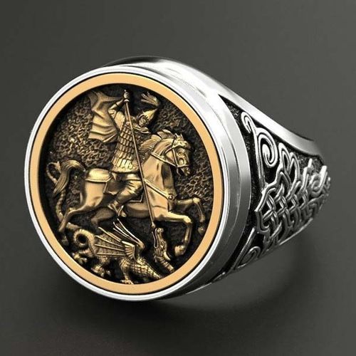 Buy St Christopher George Benedict Ring For Men Stainless Steel