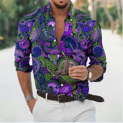 Generic Autumn Baroque Shirts For Men 3d Baroque Long Sleeve Luxury Social Shirt V Neck Oversized S Tees Shirt Homme Autumn Clothing Jumia Nigeria