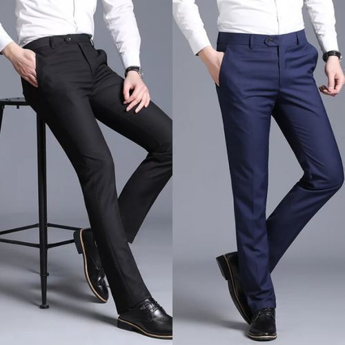 Fashion 2-In-1 Men's Corporate Plain SUIT Trousers- Black And Navy Blue