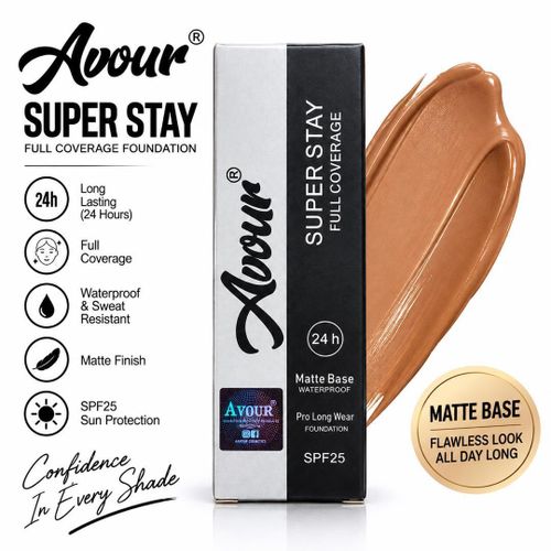 Avour WaterProof Matte Base Super Stay Full Coverage Liquid Foundation SPF25 Colour (10) - image 2