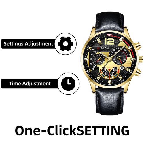 product_image_name-Fashion-Men’s Black & Gold PU Quartz Watch – Modern Elegant Choice-3