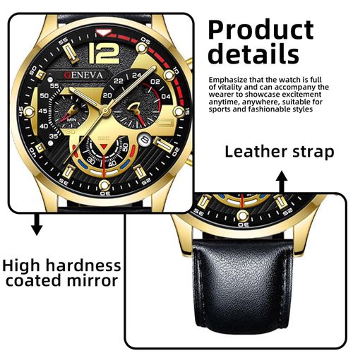 product_image_name-Fashion-Men’s Black & Gold PU Quartz Watch – Modern Elegant Choice-4