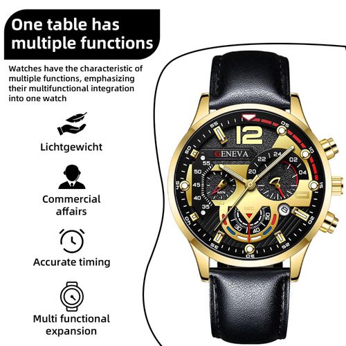 product_image_name-Fashion-Men’s Black & Gold PU Quartz Watch – Modern Elegant Choice-7