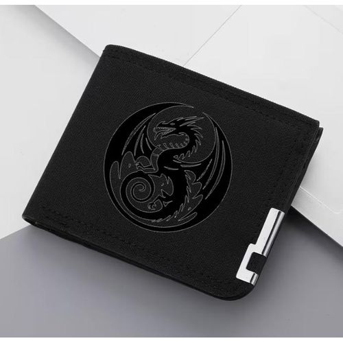 No Bands Men Dragon Print Bifold Wallet Large Capacity Card Holder Black - image 2