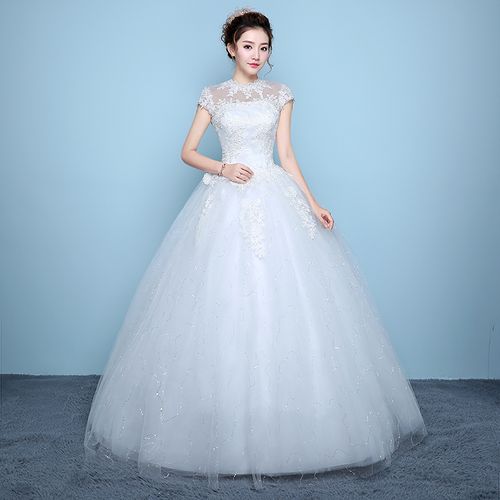 product_image_name-Fashion-Women Lace Wedding Dress Bridal Gown-White-1