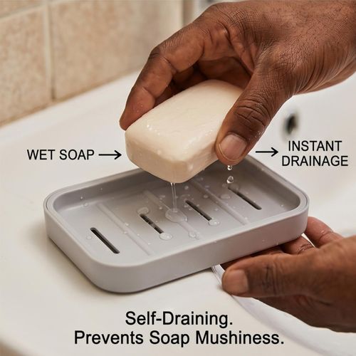 BEAUT4 Slim Double Layer Soap Box - Drainage Soap Holder for Bathroom & Kitchen