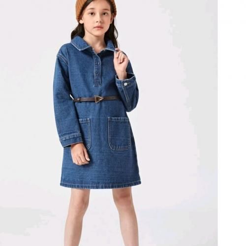 Dual Pockets Jeans Denim Shift Dress 