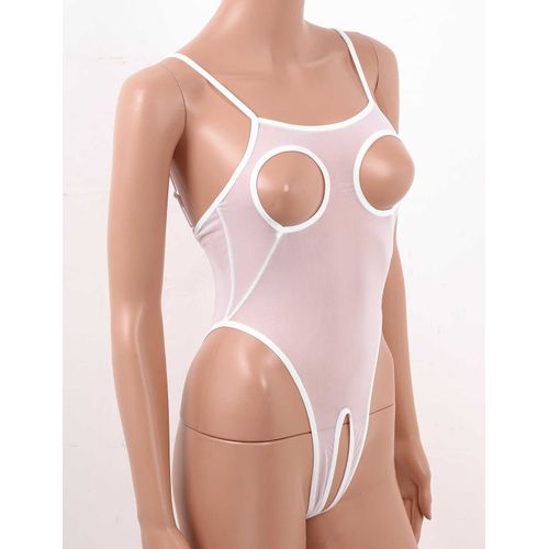 Women's See-through Mesh Thong Bodysuit Lingerie High Cut Leotard Tops  Swimwear