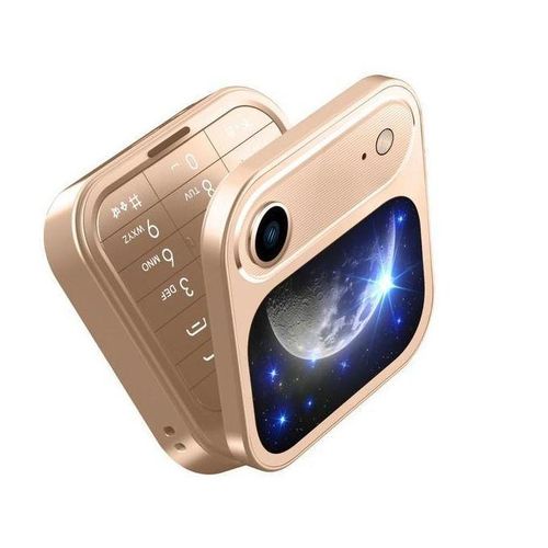 Mtk  i17 Air Mini Flip Mobile Phone,Foldable Cell Phone- Gold