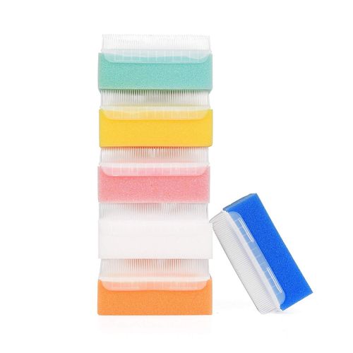 Baby Bath Sponge (6-Pack) Soft Foam Scrubber with Cradle Cap Bristle Brush  - Body, Hair, and Scalp Cleaning - Gentle on Infants