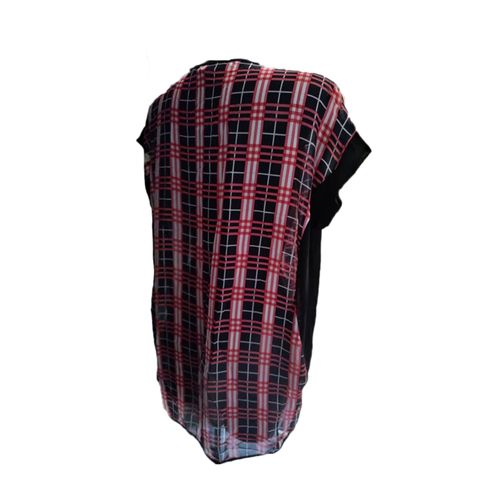 product_image_name-Fashion-Ladies Sleeveless Chiffon Check Red Black Top Blouse-2