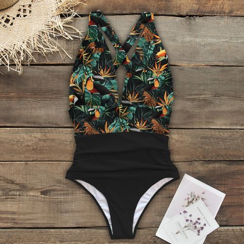 Women Swimsuits, Shoulder Floral Swimwear Push Up Bathing Suits / Bodysuits