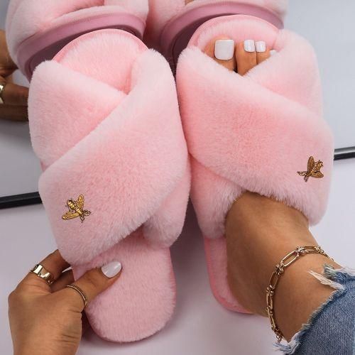 Fur slides designer top