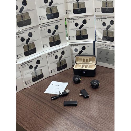 product_image_name-Generic-Y6 Wireless Microphone noise cancellation long Battery Life, Plug and Play, Clip-on Design magnetic buckle Portable dual receiver Lapel Mic Charging case-2