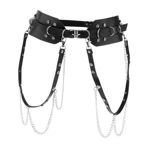 Women's Punk Waist Belt, Black Leather Waist Straps Belt Skinny Body  Adjustable Belts