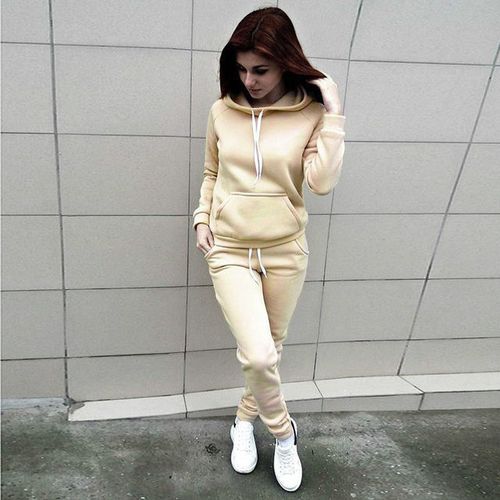 2Pcs Women Casual Tracksuit Hoodie Sweatshirt Tops Pants Set Jogging Sport  Suit 