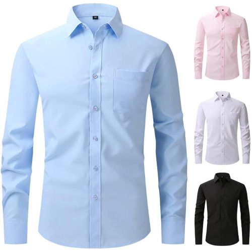 product_image_name-Othman Brgenerics-4-in-1 Men Corporate Quality Office Plain Slim Fit Long Sleeve Shirt (XL)-4