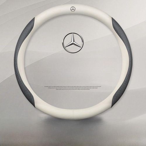 Generic Pure Leather Mercedes Benz Steering Wheel Cover Black & White Universal - image 2