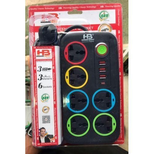 product_image_name-Generic-Power Strip with Surge Protection, 6 Power Socket Outlets & 3 USB Ports , Overload Protection, LED Indicator, Child-Proof Safety Covers, 2M All-in-One Power Extension Cord for Home, Office Use-5